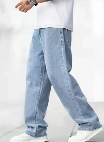 Men's Loose Fit Mid Rise Light Blue Jeans c5fu54-ny