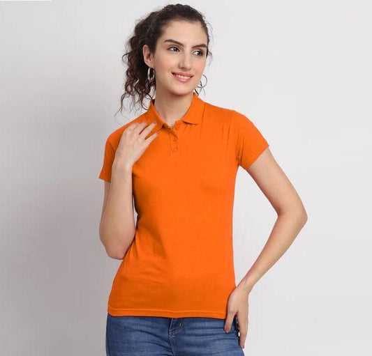 Ketex Orange Cotton Blend Polo Neck Tshirt c5fu54-ny