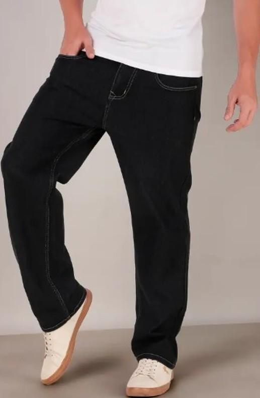 Men's Loose Fit Mid Rise Black Jeans c5fu54-ny