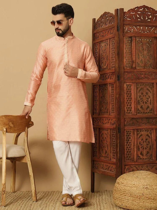 Men's Jacquard Solid Kurta Pyajama Set c5fu54-ny