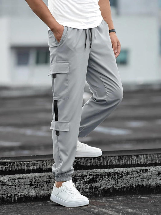 Men's Solid Cargo Pant Grey c5fu54-ny