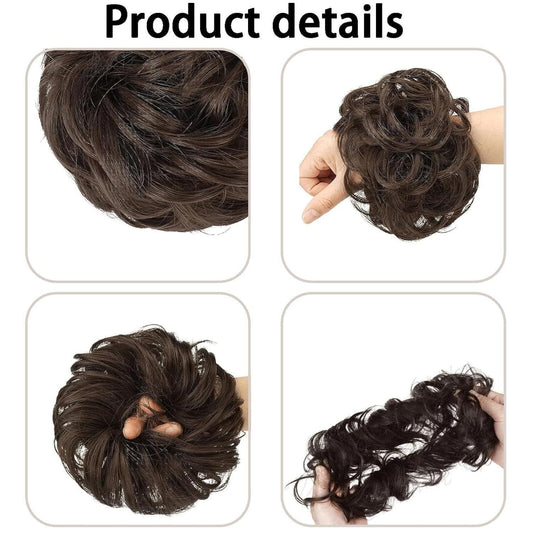Elastic Artificial Hair Bun Brown & Black (Pack of 2) c5fu54-ny
