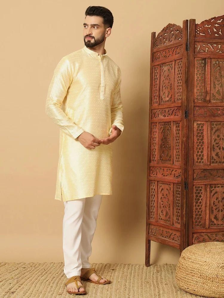 Men's Jacquard Solid Kurta Pyajama Set c5fu54-ny