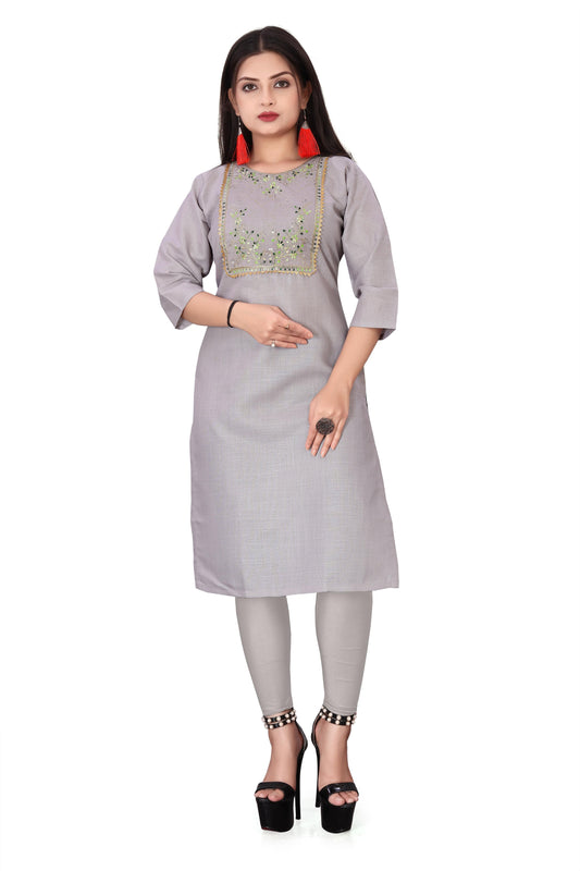 Women's Embroidery Cotton Slub Kurti c5fu54-ny