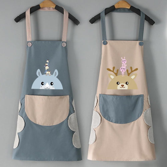 Kitchen Apron for Women with Big Front Pocket Hand-Wiping Waterproof Apron for Kitchen c5fu54-ny