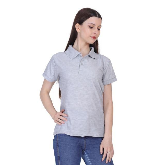 Ketex Grey Cotton Blend Polo Neck Tshirt c5fu54-ny