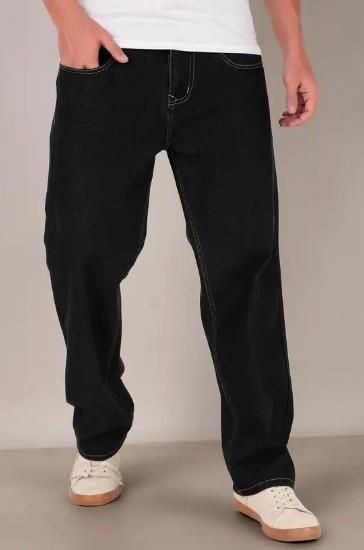 Men's Loose Fit Mid Rise Black Jeans c5fu54-ny