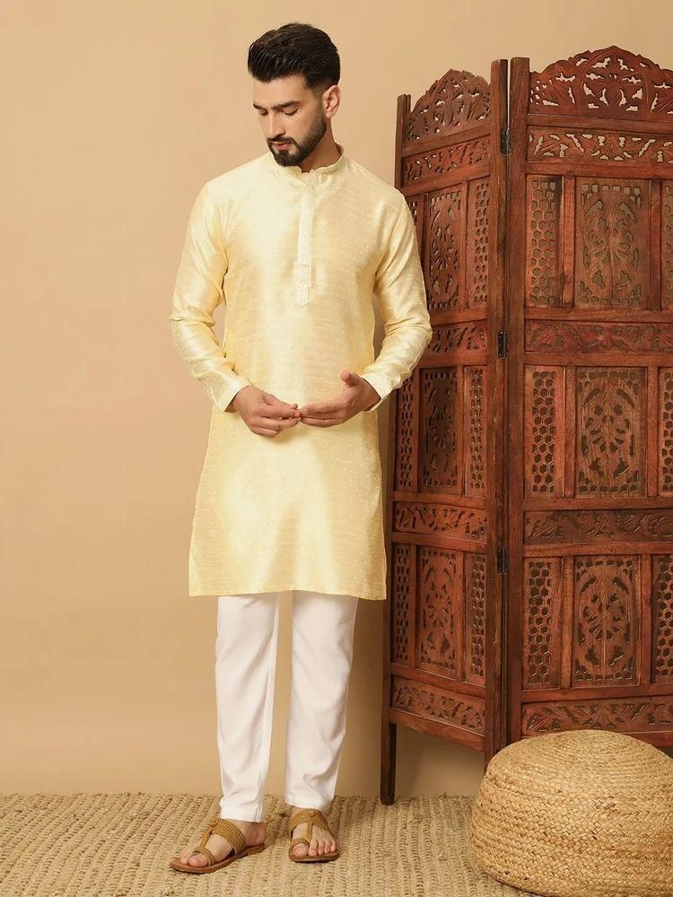 Men's Jacquard Solid Kurta Pyajama Set c5fu54-ny