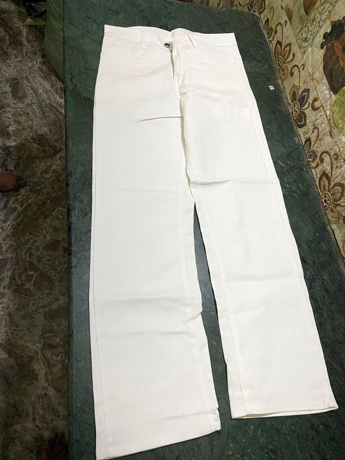 Men's Loose Fit Mid Rise White Jeans c5fu54-ny