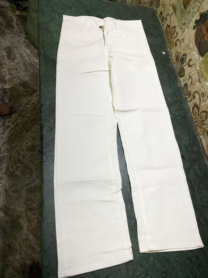 Men's Loose Fit Mid Rise White Jeans c5fu54-ny