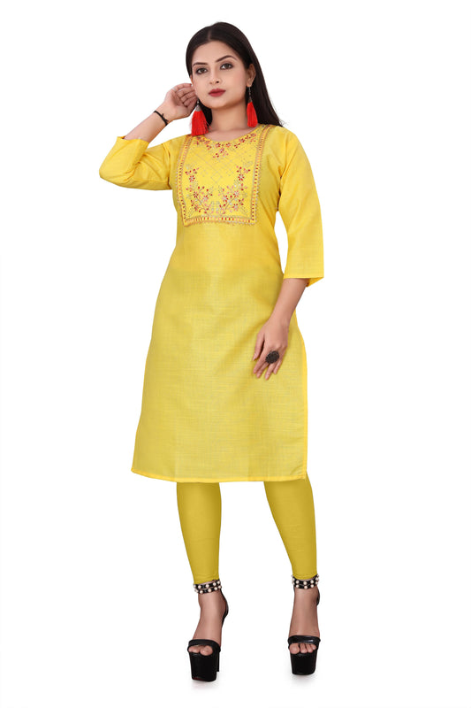 Women's Embroidery Cotton Slub Kurti c5fu54-ny