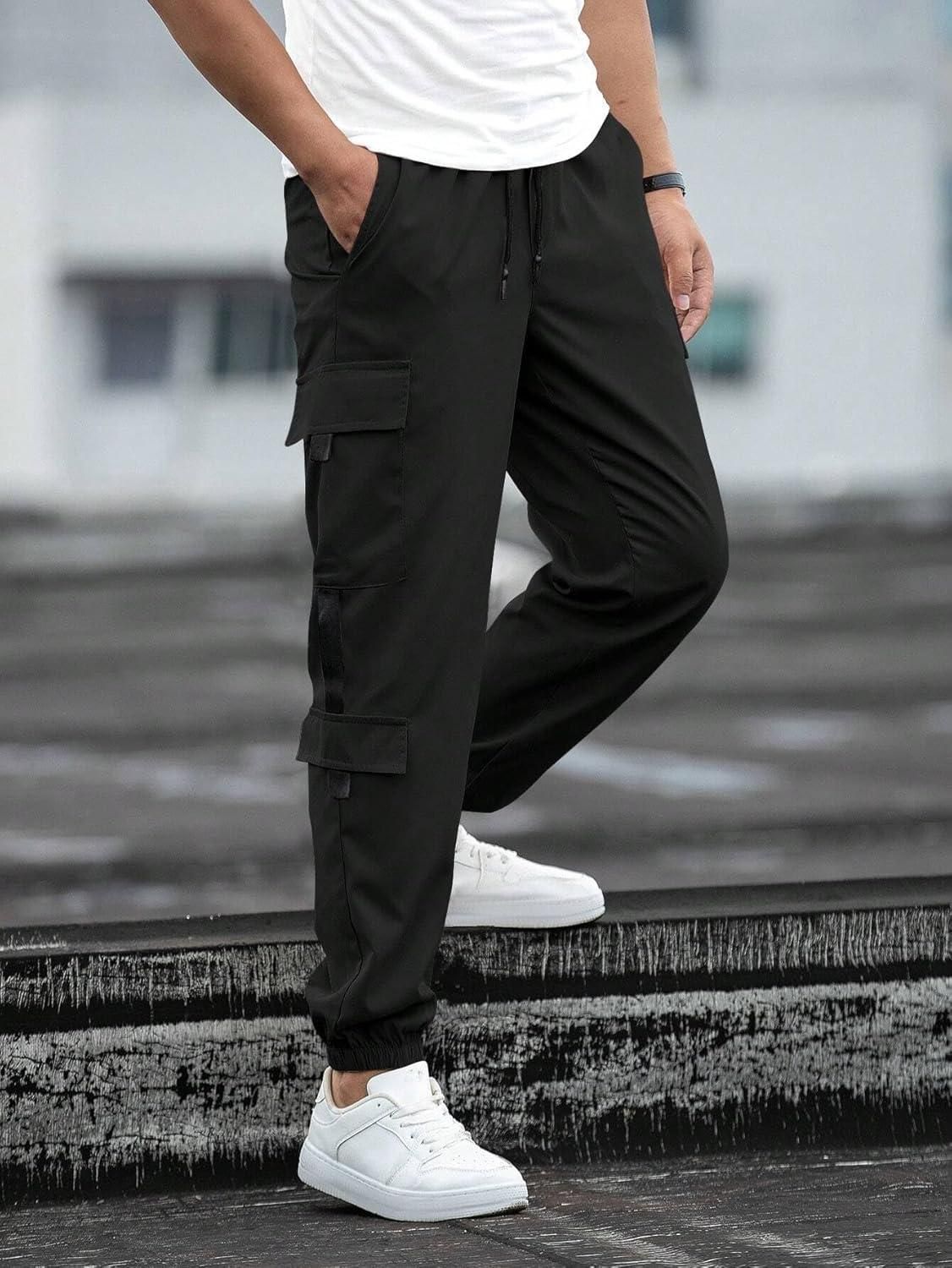 Men's Solid Cargo Pant Black c5fu54-ny