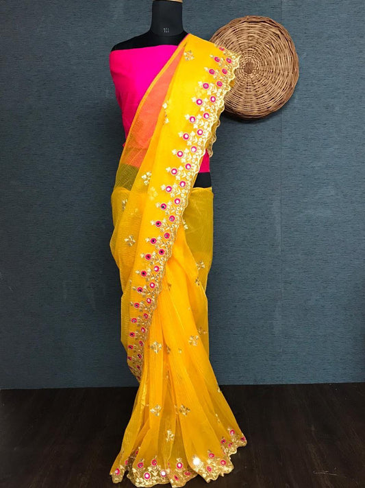 Delicate Net Sarees With Embroidered Work c5fu54-ny