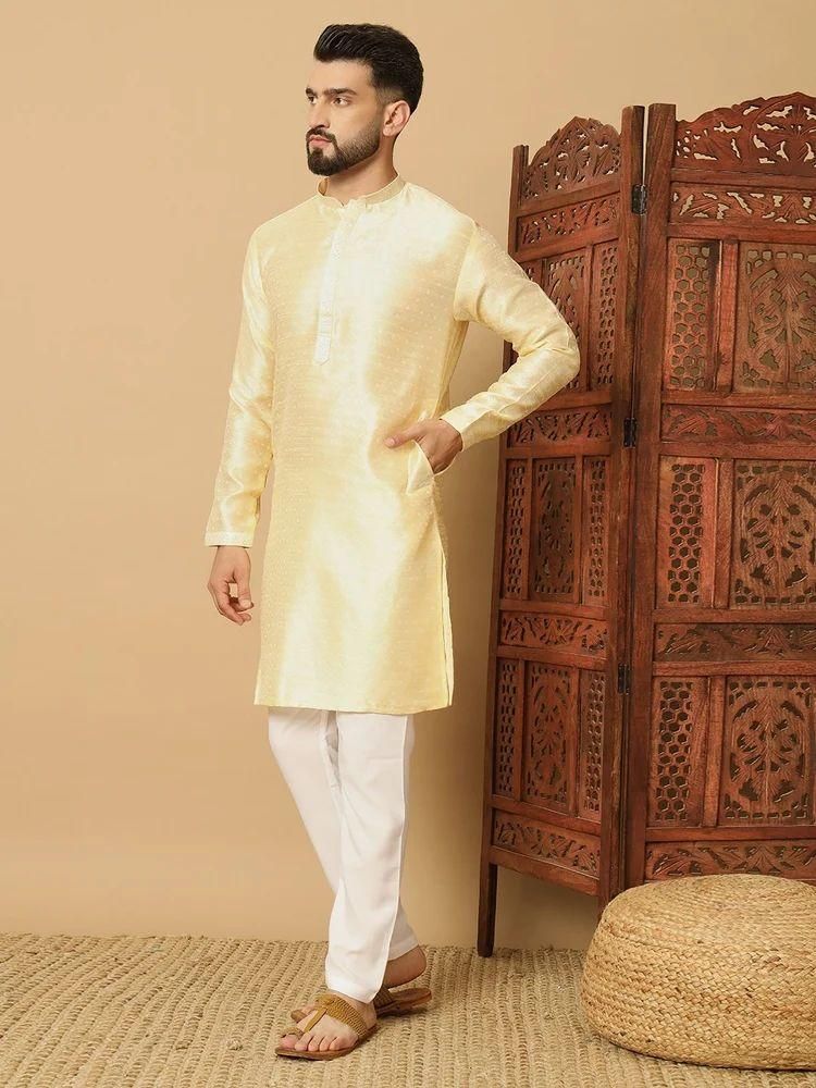 Men's Jacquard Solid Kurta Pyajama Set c5fu54-ny