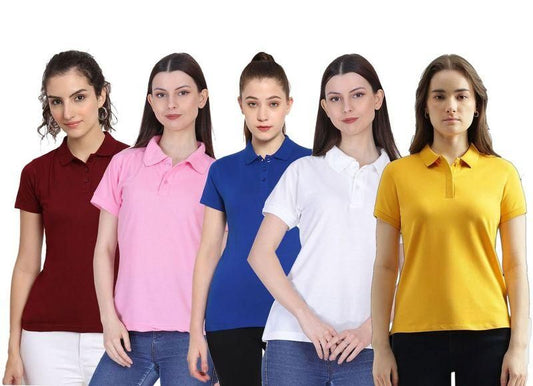 Ketex Cotton Blend Polo Neck T-shirt (Pack Of 5) c5fu54-ny
