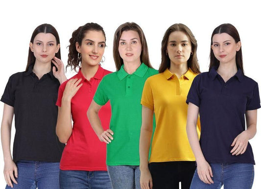 Ketex Cotton Blend Polo Neck T-shirt (Pack Of 5) c5fu54-ny