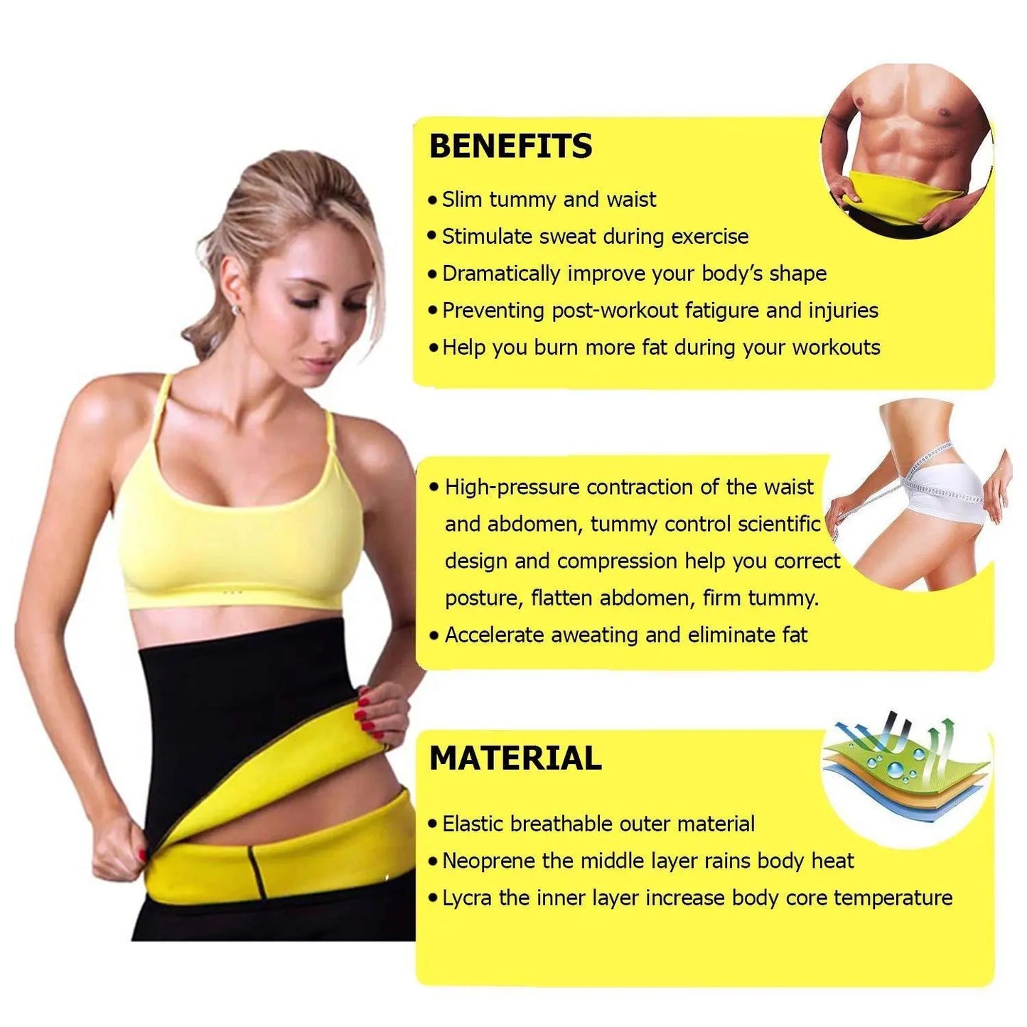 Sweat Belt - Hot Body Shaper Belly Fat Burner For Men & Women c5fu54-ny