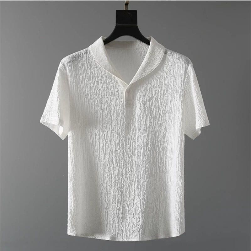 Men's Crinkled Co-Ord Set White c5fu54-ny