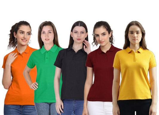 Ketex Cotton Blend Polo Neck T-shirt (Pack Of 5) c5fu54-ny