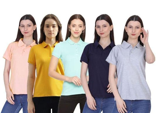 Ketex Cotton Blend Polo Neck T-shirt (Pack Of 5) c5fu54-ny
