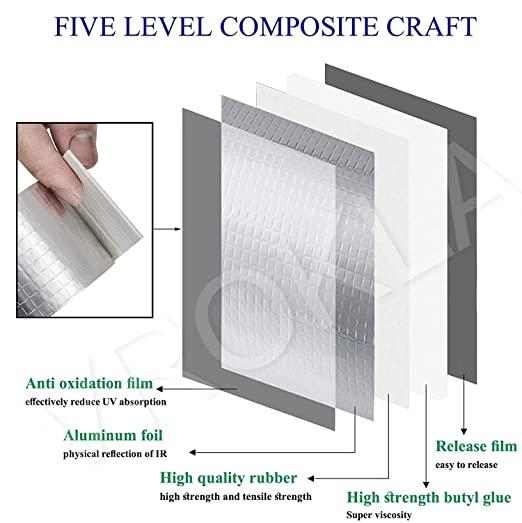Leakage Repair Waterproof Tape for Pipe Roof Water Leakage Solution Aluminum Foil Adhesive Tape Sealing Butyl Rubber Tape for Surface Crack, Pipe Rupture (5cmx5m) c5fu54-ny