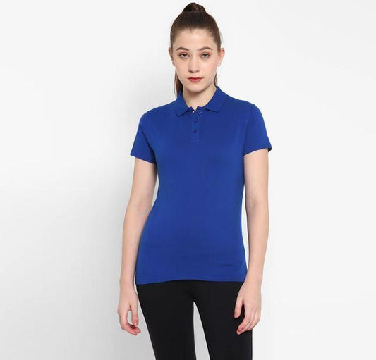 Ketex Royal Blue Cotton Blend Polo Neck Tshirt c5fu54-ny