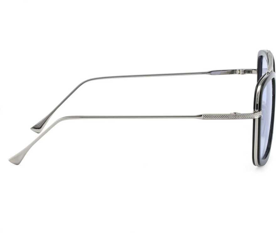 Unisex Blue Silver Retro Square Sunglass c5fu54-ny